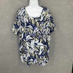 Catherines Womens 1X Short Sleeve‎ Floral Print T Shirt Top Plus Size 18/20 W